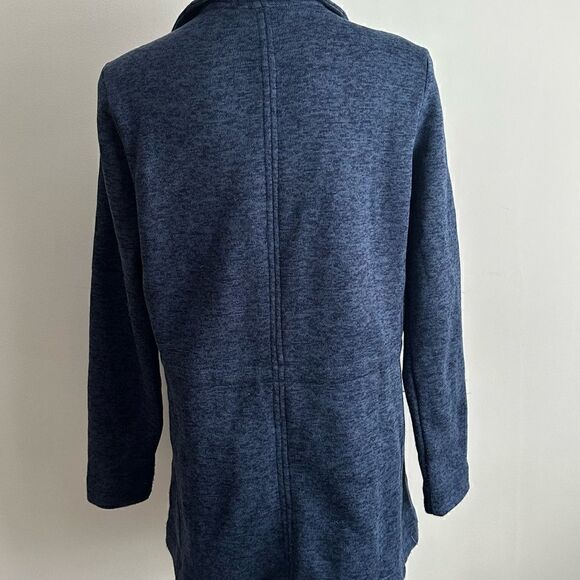 Lands' End Heather Steel Blue Sweater Fleece Long Zip Jacket Tunic Medium M - Picture 4 of 10